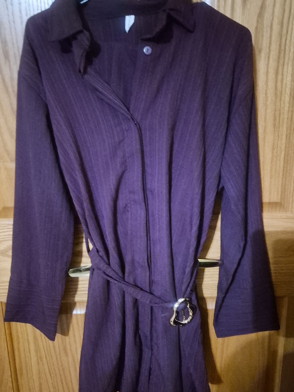 Purple Women's Long Sleeve Belted Trench Coat